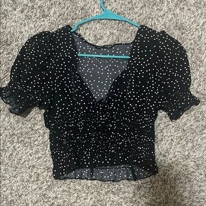 SHEIN Black and White Polka Dot Blouse